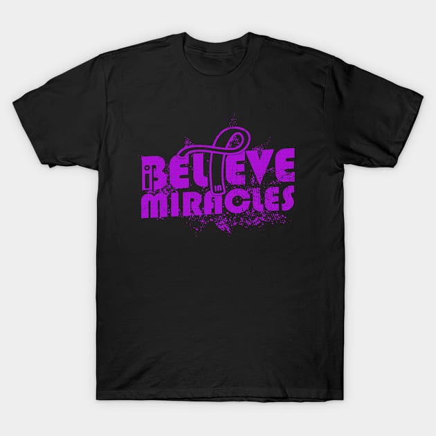 I Believe In Miracles Pancreatic Awareness Purple Ribbon Warrior Support Survivor T-Shirt by celsaclaudio506